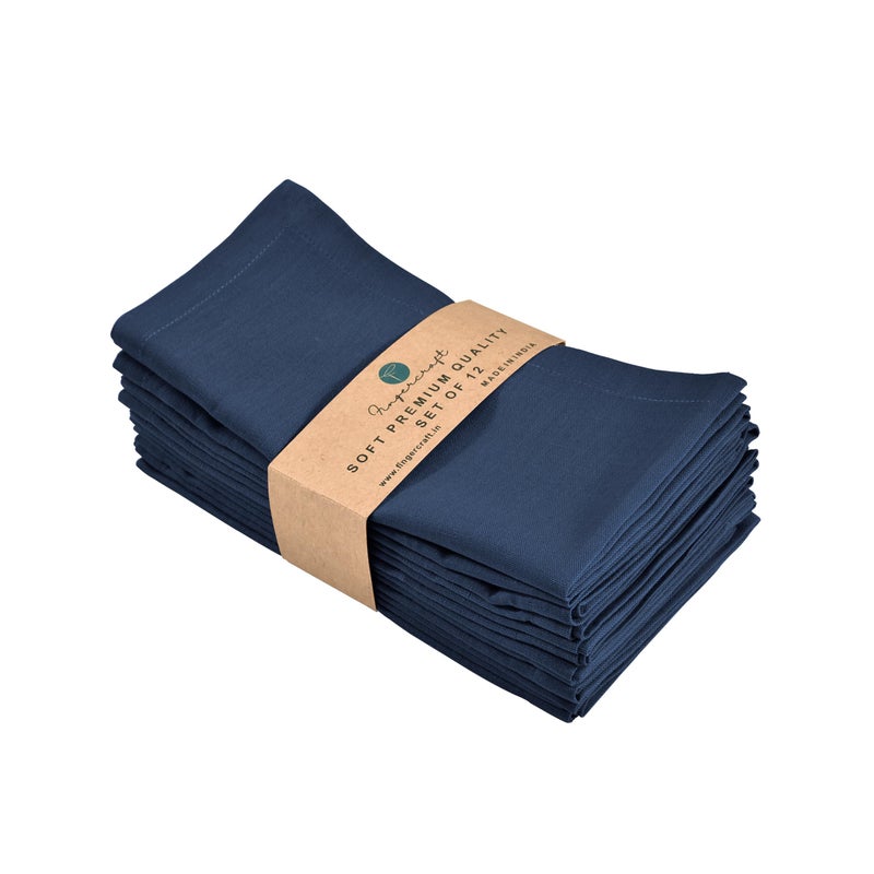Fingercraft Cloth Napkins Set of 12, Cotton Linen Blend Napkins Cloth Washable Premium Quality Parties, Weddings, Mitered Dinner Napkin for Home Parties Christmas Thanksgiving 18x18 in Navy - Image 1
